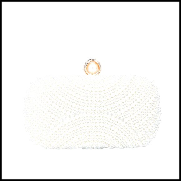 Pearl Beaded Evening Clutch Elegant Vintage Formal Prom Wedding Handbag